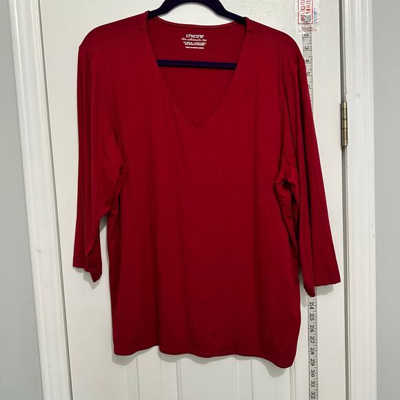 Chicos ultimate tee blouse shirt top Basics holiday red size XL 3 - Picture 1 of 5